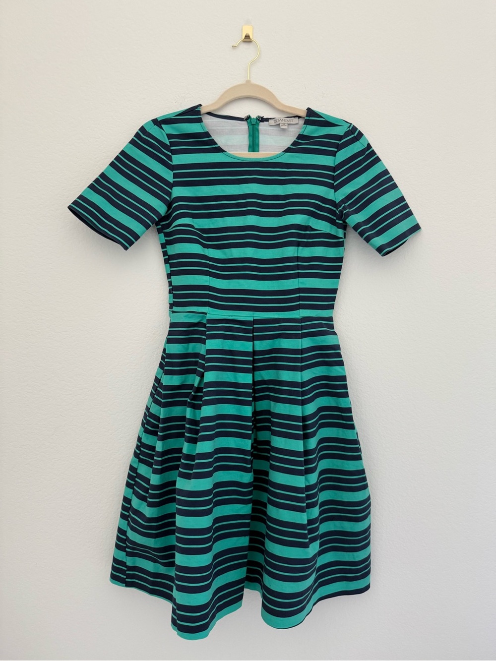DownEast Green and Navy Striped Dress